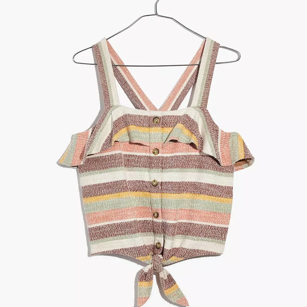 Madewell Texture & Thread Striped Ruffle Tank Top, medium - Picture 3 of 6